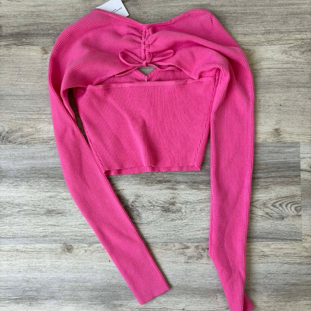 AE Cropped Ruched Sweater NWT - Pink - Size M